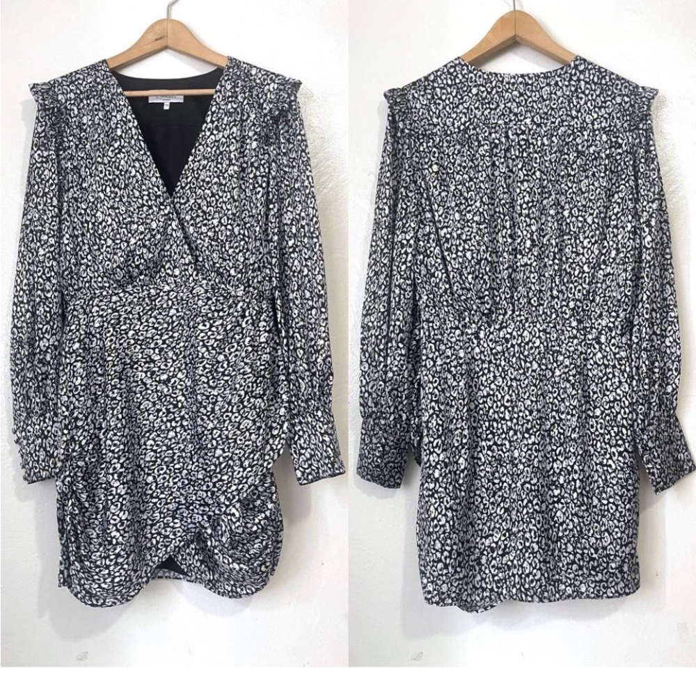 L'ACADEMIE REVOLVE Joyce Tulip Wrap Mini Dress in Cheetah Size L